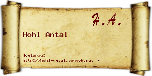 Hohl Antal névjegykártya